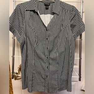 Lane Bryant Black and White Gridlock Pattern Shirt